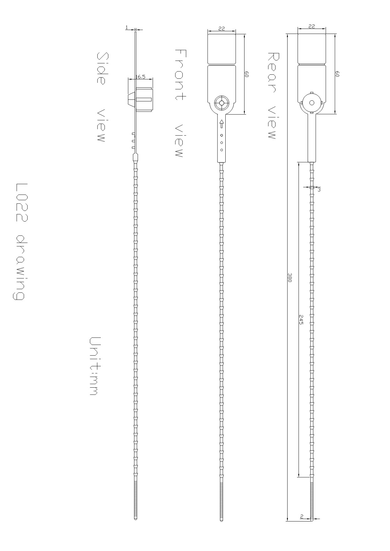L022 Bridas de Seguridad Plásticas L022 Plastic Security Ties