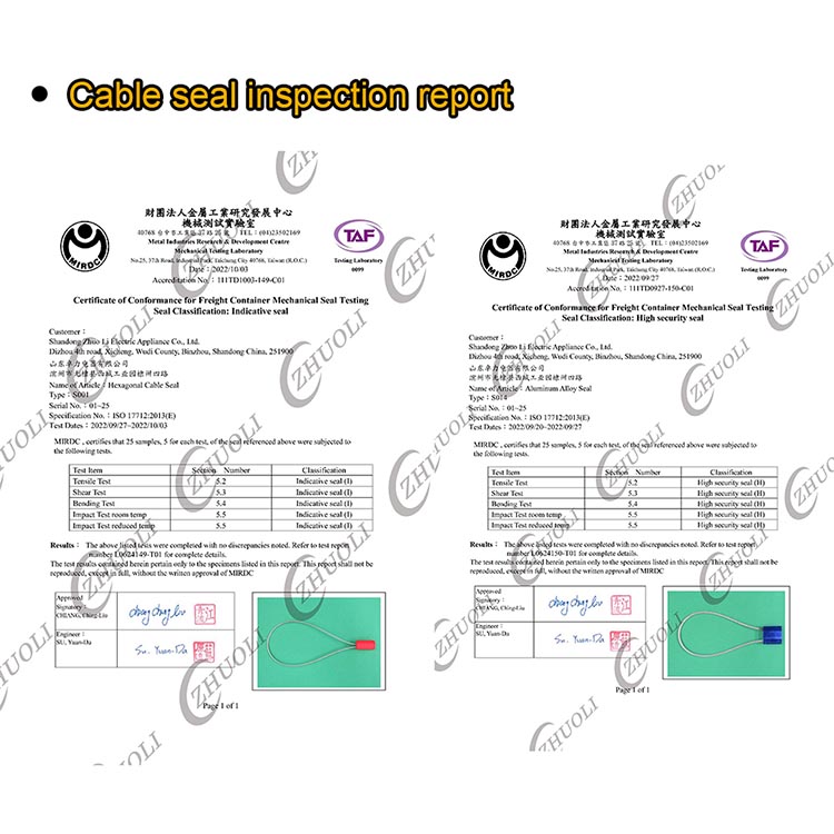 S002 Sellos de cable a prueba de manipulaciones S002 Sellos de cable a prueba de manipulaciones